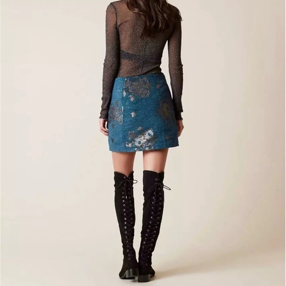 Woven Free People Movin On Teal Mini Skirt Size 4 - Picture 2 of 10